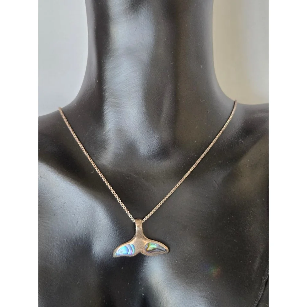 Vintage 925 sterling mermaid or wale tail abalone